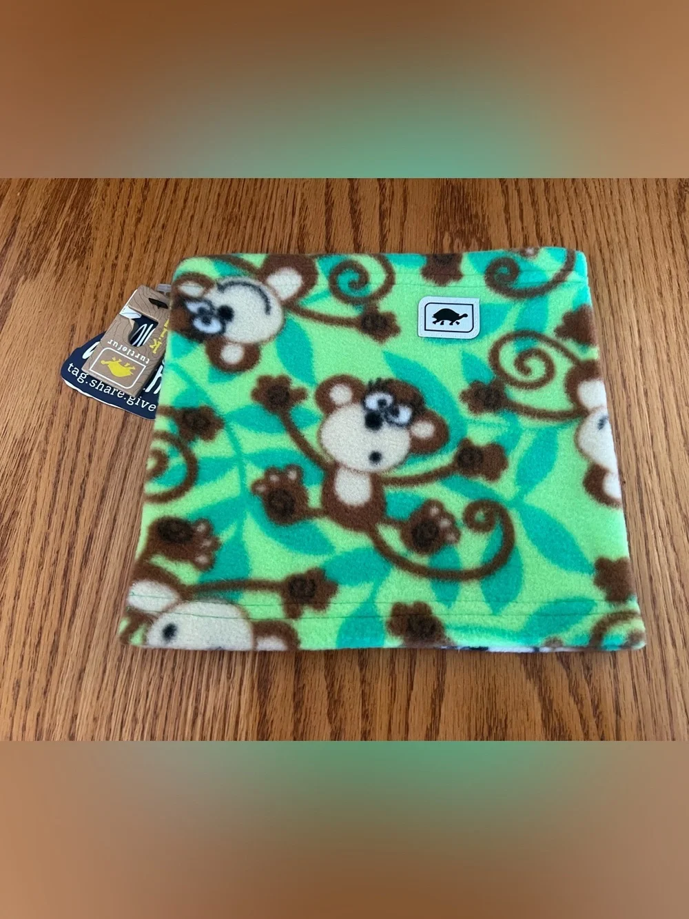 Turtle Fur Kids Monkey Print Fleece Neck Warmer - Green
